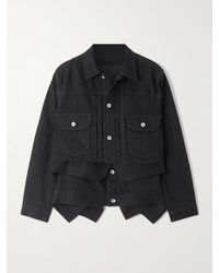 Sacai - Layered Frayed Wool Felt-Trimmed Denim Jacket - Lyst