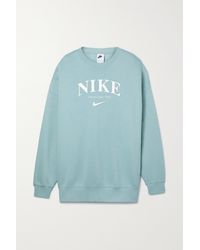 Nike Sportswear Essentials Oversized Printed Cotton-blend Jersey Sweatshirt - Blue