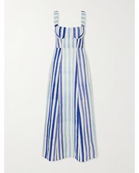 Emporio Sirenuse - Azzurra Ikat Striped Cotton Midi Dress - Lyst