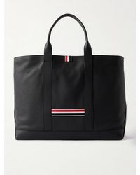 Thom Browne - Tool Striped Grosgrain-Trimmed Full-Grain Leather Tote - Lyst