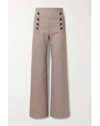 See By Chloé Button-embellished Checked Woven Wide-leg Trousers - Multicolour