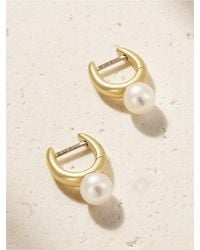 Mikimoto - 18-Karat Pearl Hoop Earrings - Lyst
