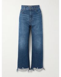 Chloé - Cropped Distressed High-Rise Wide-Leg Jeans - Lyst