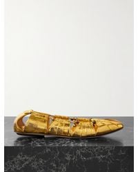 Chloé - Luna Ballerinas Aus Metallic-Leder Mit Raffungen, Cut-Outs Und Verzierungen - Lyst
