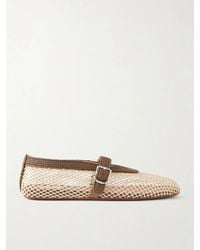 Alaïa - Embroidered Satin-Cord And Mesh Ballet Flats - Lyst