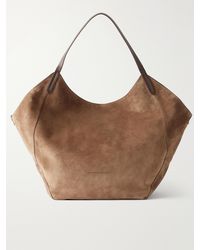 Brunello Cucinelli - Bead-Embellished Reversible Suede Shoulder Bag - Lyst