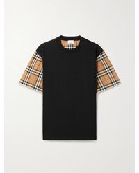Burberry - Net Sustain Checked Poplin-Trimmed Cotton-Jersey T-Shirt - Lyst