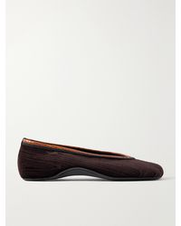 Dries Van Noten - Leather-Trimmed Velvet Ballet Flats - Lyst