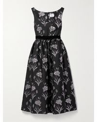 Erdem - Midikleid Aus Metallic-Jacquard Mit Blumenmuster Und Samtbesatz - Lyst