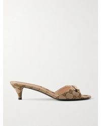 Gucci - Horsebit-Embellished Canvas-Jacquard Sandals - Lyst