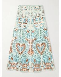 Emporio Sirenuse - Rita Brisé Mare Broderie Anglaise Cotton Midi Skirt - Lyst