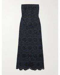 Vita Kin - Grace Trägerloses Maxikleid Aus Leinen Mit Lochstickerei Und Wellenkante - Lyst