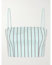 STAUD - Federico Cropped Striped Cotton-Blend Top - Lyst