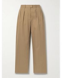 The Row - Alfidis Pleated Brushed Cotton And Cashmere-Blend Twill Wide-Leg Pants - Lyst