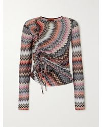 Missoni - Gathered Cutout Crochet-Knit Cotton-Blend Top - Lyst