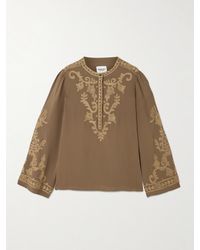 Isabel Marant - Falonne Bluse Aus Crêpe Mit Stickereien - Lyst