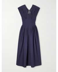Rosie Assoulin Golden Afternoon Striped Linen Midi Dress in Brown | Lyst UK