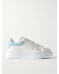 McQueen - Suede-Trimmed Leather Exaggerated-Sole Sneakers - Lyst