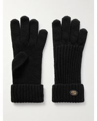 Gucci - Handschuhe Aus Einer Woll-Kaschmirmischung Mit Lederbesatz Und Verzierung - Lyst