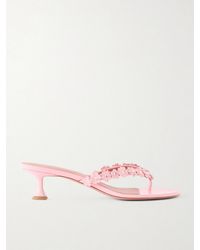 AMINA MUADDI - Janis 45 Crystal-Embellished Leather Thong Sandals - Lyst