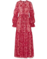 Needle & Thread Anya Embellished Floral-print Tulle Gown - Red