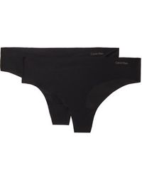 Calvin Klein Invisibles Set Aus Zwei Strings Aus Stretch-jersey - Schwarz