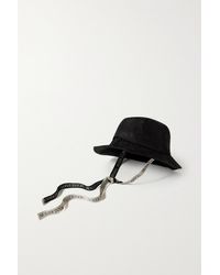 JW Anderson Asymmetric Webbing-trimmed Printed Shell Bucket Hat - Black