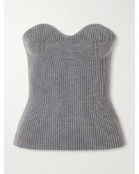 Jil Sander - Strapless Ribbed Wool-Blend Bustier Top - Lyst