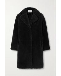 Stand Studio Camille Cocoon Oversized Faux Shearling Coat - Black