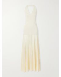 St. Agni - Circle Mesh And Crepe Halterneck Maxi Dress - Lyst