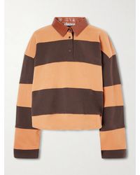 Acne Studios - Folio Leather-Trimmed Striped Cotton-Jersey Sweatshirt - Lyst