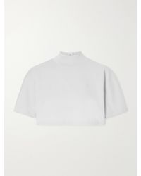 Alaïa - Cropped Cotton-Jersey Turtleneck T-Shirt - Lyst