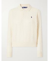 Polo Ralph Lauren - Cable-Knit Wool And Cashmere-Blend Polo Sweater - Lyst
