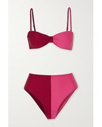 Leslie Amon Thea Zweifarbiger Bandeau-bikini - Pink