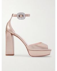 Roger Vivier - Strass 120 Crystal-Embellished Metallic Leather Platform Sandals - Lyst