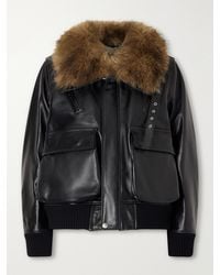 Sacai - Plush-Trimmed Leather Jacket - Lyst