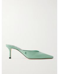 Jimmy Choo - Vivi 65 Embellished Lizard-Effect Leather Mules - Lyst