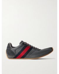 Gucci - Tempo Web-Detailed Suede-Trimmed Mesh Sneakers - Lyst