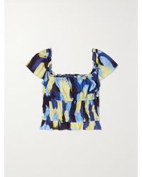 Altuzarra - Darcey Ruffled Printed Stretch-Cotton Poplin Top - Lyst
