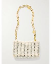 Rabanne - 1969 Nano Schultertasche Aus Leder Und Shearling Mit Verzierungen - Lyst