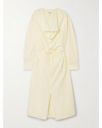Lemaire - Asymmetrisches Midikleid Aus Baumwoll-Crêpe Mit Bindegürtel - Lyst