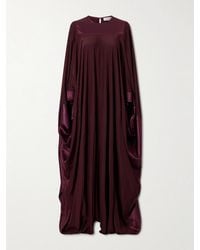 Lanvin - Pleated Satin-Trimmed Charmeuse Gown - Lyst