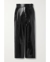 KHAITE - Melie Cropped Crinkled Patent-Leather Straight-Leg Pants - Lyst