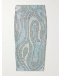 PUCCI - Printed Metallic Jersey Midi Skirt - Lyst