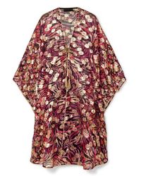 Dundas Kaftan Aus Chiffon Aus Einer Seidenmischung Mit Fil Coupé In Metallic-optik - Rot