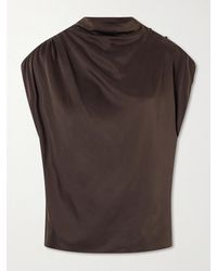 Twp - Wish You Would Draped Silk-Blend Charmeuse Blouse - Lyst