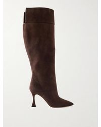 Manolo Blahnik - Miralonepla 90 Kniehohe Stiefel Aus Veloursleder - Lyst
