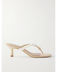 STAUD - Freja 60 Paillette-Embellished Leather Thong Sandals - Lyst