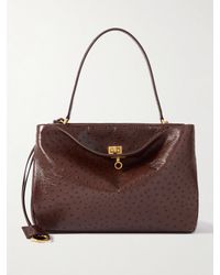 Balenciaga - Rodeo Medium Ostrich-Effect Leather Shoulder Bag - Lyst