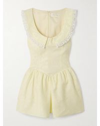ShuShu/Tong - Ruffled Lace-Trimmed Cady-Jacquard Mini Dress - Lyst